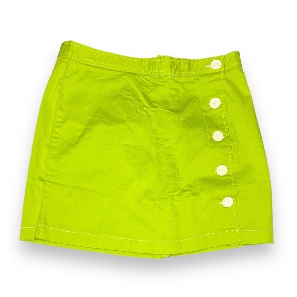 NWT Vintage Metro Style Neon Green 100% Cotton Mini Skort Sz Women’s 16